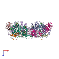 PDB entry 6mfp coloured by chain, top view.