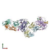 PDB entry 6mft coloured by chain, front view.
