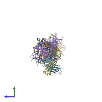 PDB entry 6mft coloured by chain, side view.
