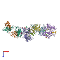PDB entry 6mft coloured by chain, top view.