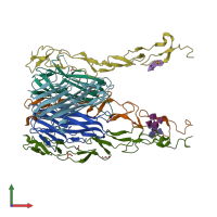 PDB entry 6mgp coloured by chain, front view.