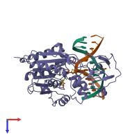 PDB entry 6mht coloured by chain, top view.