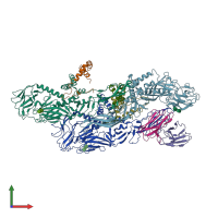 PDB entry 6mid coloured by chain, front view.