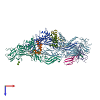 PDB entry 6mid coloured by chain, top view.