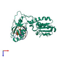 PDB entry 6mik coloured by chain, top view.