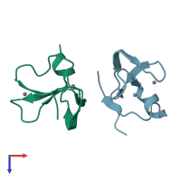 PDB entry 6miu coloured by chain, top view.