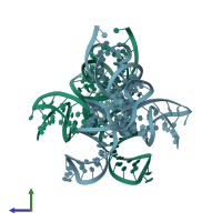 PDB entry 6mj0 coloured by chain, side view.