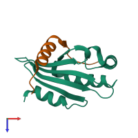 PDB entry 6mjc coloured by chain, top view.