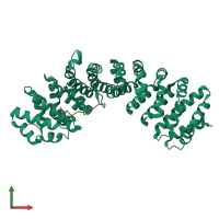 PDB entry 6mjl coloured by chain, front view.