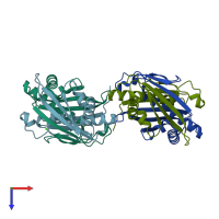 PDB entry 6mjn coloured by chain, top view.