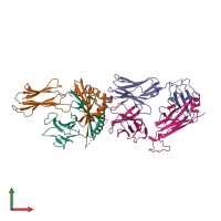 PDB entry 6mkd coloured by chain, front view.