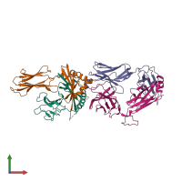 PDB entry 6mkr coloured by chain, front view.
