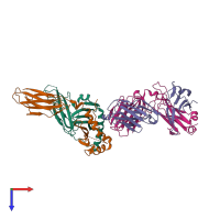 PDB entry 6mkr coloured by chain, top view.