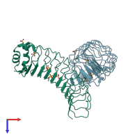 PDB entry 6mky coloured by chain, top view.