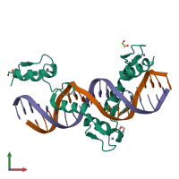 PDB entry 6ml5 coloured by chain, front view.