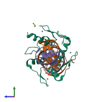 PDB entry 6ml5 coloured by chain, side view.