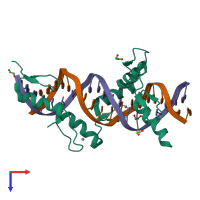 PDB entry 6ml5 coloured by chain, top view.