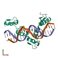 PDB entry 6ml7 coloured by chain, front view.