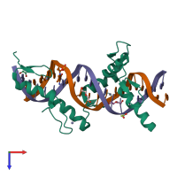 PDB entry 6ml7 coloured by chain, top view.