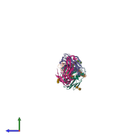 PDB entry 6ml8 coloured by chain, side view.