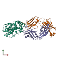 PDB entry 6mlk coloured by chain, front view.