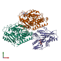 PDB entry 6mlr coloured by chain, front view.