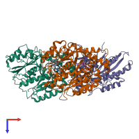 PDB entry 6mlr coloured by chain, top view.