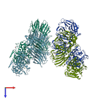 PDB entry 6mly coloured by chain, top view.