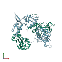 PDB entry 6mn6 coloured by chain, front view.