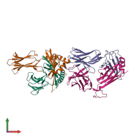 PDB entry 6mng coloured by chain, front view.