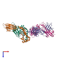 PDB entry 6mng coloured by chain, top view.
