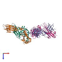 PDB entry 6mnn coloured by chain, top view.