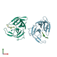 PDB entry 6mo0 coloured by chain, front view.