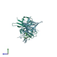 PDB entry 6mo0 coloured by chain, side view.