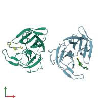 PDB entry 6mo1 coloured by chain, front view.