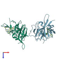PDB entry 6mo1 coloured by chain, top view.