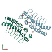 PDB entry 6mog coloured by chain, front view.