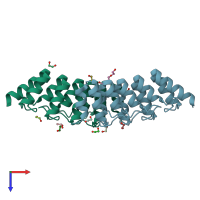 PDB entry 6mog coloured by chain, top view.
