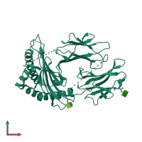 PDB entry 6mp1 coloured by chain, front view.