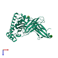 PDB entry 6mp1 coloured by chain, top view.