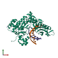 PDB entry 6mp3 coloured by chain, front view.