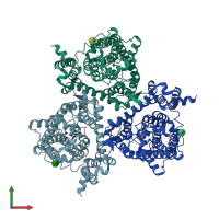 PDB entry 6mp6 coloured by chain, front view.