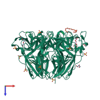 PDB entry 6mpx coloured by chain, top view.