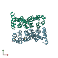 PDB entry 6mq5 coloured by chain, front view.