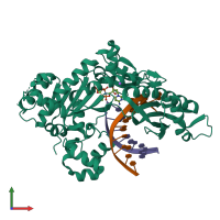 PDB entry 6mq8 coloured by chain, front view.