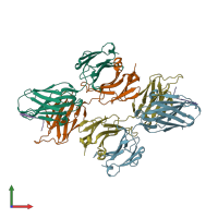 PDB entry 6mqc coloured by chain, front view.