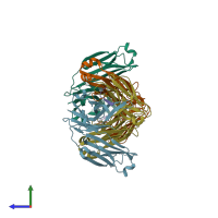 PDB entry 6mqc coloured by chain, side view.