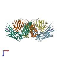 PDB entry 6mqc coloured by chain, top view.