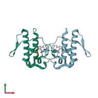 PDB entry 6mqf coloured by chain, front view.