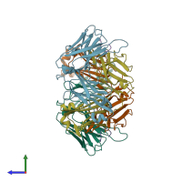 PDB entry 6mqs coloured by chain, side view.